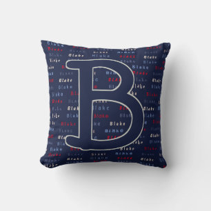 Navy Blue Monogram Naam Gifts for Kids Bedding Kussen