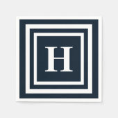 Navy Blue Monogram Servet (Voorkant)