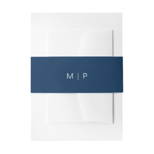 Navy Blue Monogram Simple Weddenschap Uitnodigingen Wikkel