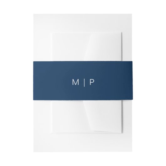 Navy Blue Monogram Simple Weddenschap Uitnodigingen Wikkel (Voorkant Voorbeeld)
