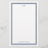 Navy Blue Monogrammed Briefpapier (Voorkant)