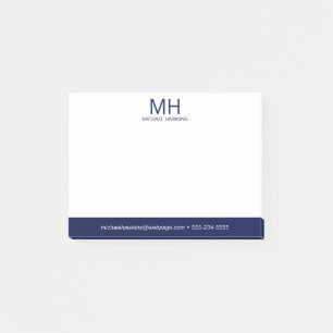 Navy Blue Monogrammed Mannen Post-it® Notes