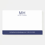Navy Blue Monogrammed Mannen Post-it® Notes (Voorkant)