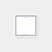 Navy Blue Monogrammed Post-it® Notes (Voorkant)