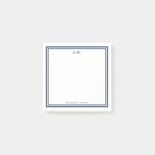 Navy Blue Monogrammed Post-it® Notes (Voorkant)