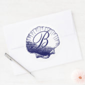 Navy Blue Monogrammed Zee Shell Sticker (Envelop)