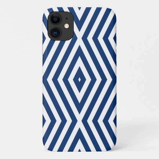 Navy Blue Moods Diamond Chevrons Case-Mate iPhone Case (Achterkant)