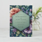 Navy Blue Moody Evening Wedding Kaart (Staand voorkant)