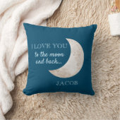 Navy Blue Moon houdt van je naar de maan Kussen (Deken)