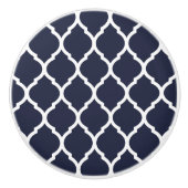 Navy Blue Moroccan Quatrefoil Keramische Knop (Voorkant)
