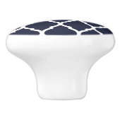 Navy Blue Moroccan Quatrefoil Keramische Knop (Zijkant)