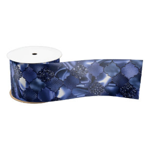 Navy Blue Moroccan Quatrefoil Pattern Lint