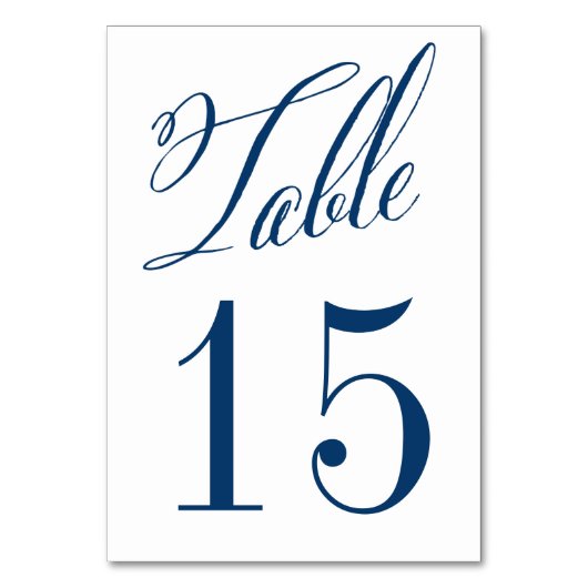 Navy Blue Mr. en Mrs Elegant Script Table Numbers Kaart (Voorkant)