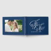 Navy Blue Mr. en Mrs Elegant Script Wedding Gastenboek (Volledig)