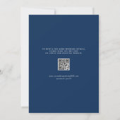 Navy Blue Mrs. & Mrs. Rustic Script QR Code Weddin Kaart (Achterkant)