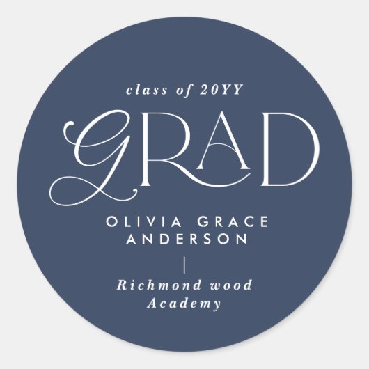 Navy blue multi-foto moderne tijd ronde sticker (Voorkant)