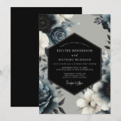 Navy Blue Mystical Winter Wedding Kaart (Voorkant / Achterkant)