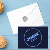 Navy Blue Naam Logo en datum Notitiekaartje