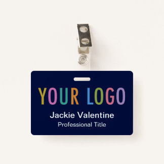Navy Blue Name Badge met Logo Clip Reel Lanyard