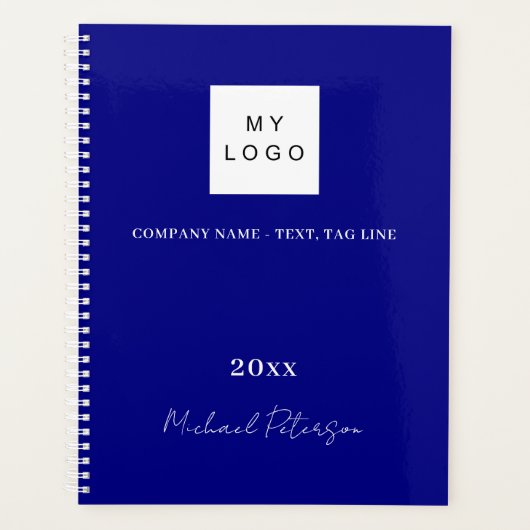 Navy blue name script business logo 2026 planner (Voorkant)