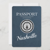 Navy Blue Nashville Passport Bewaar de datum Save The Date (Voorkant)