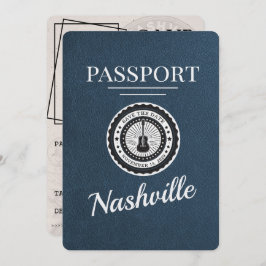 Navy Blue Nashville Passport Bewaar de datum Save The Date