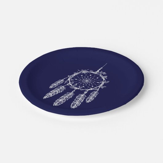 Navy Blue Native American Dream Catcher Wedding Papieren Bordje (Gekanteld)