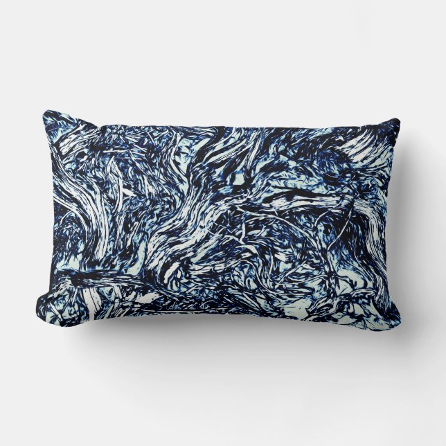 Navy Blue Natuur Abstract patroon Kussen (Voorkant)