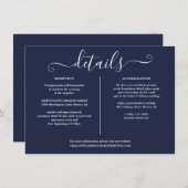 Navy Blue Nautcial Bruiloft Details Informatie Kaart (Voorkant / Achterkant)