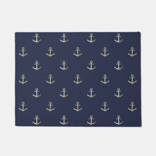 Navy blue nautical anchor deurmat