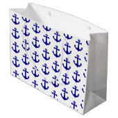 Navy blue nautical anchor  groot cadeauzakje (Achterkant Gekanteld)