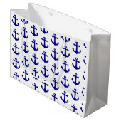 Navy blue nautical anchor  groot cadeauzakje (Voorkant Gekanteld)