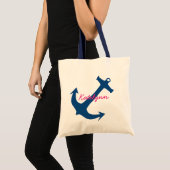 Navy Blue Nautical Anchor Monogram Canvas Tas (Voorkant (product))