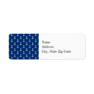 Navy Blue Nautical Anchor Pattern Etiket