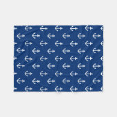 Navy Blue Nautical Anchor Pattern Fleece Deken (Voorkant (Horizontaal))