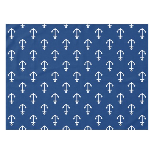 Navy Blue Nautical Anchor Pattern Tafelkleed (Voorkant (Horizontaal))