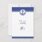 Navy Blue Nautical Anchor Reception Table Card Kaart (Achterkant)