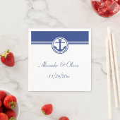 Navy Blue Nautical Anchor Servet (Insitu)