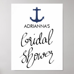 Navy Blue Nautical Anchor Vrijgezellenfeest Typogr Poster