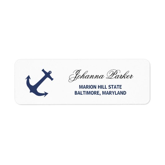 Navy Blue Nautical Anker Baby shower Etiket (Voorkant)