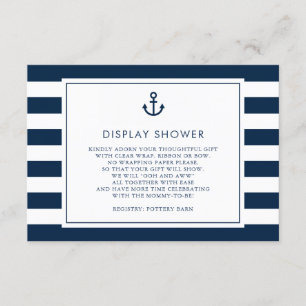 Navy Blue Nautical Baby shower Display Shower Informatiekaartje