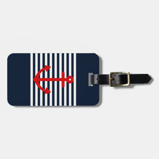 Navy Blue Nautical Bagagelabel (Voorkant horizontaal)