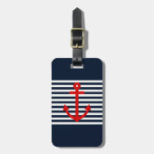 Navy Blue Nautical Bagagelabel (Voorkant verticaal)
