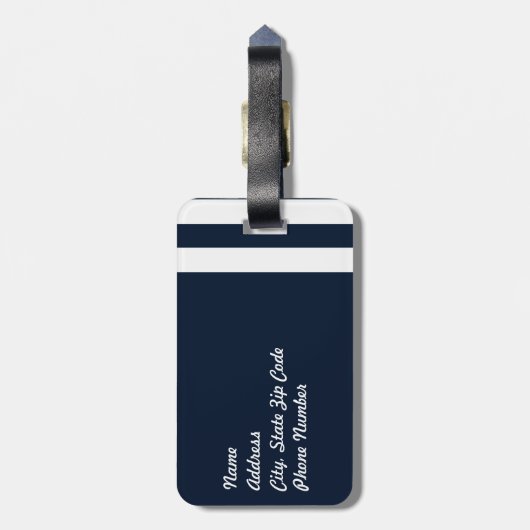 Navy Blue Nautical Bagagelabel (Achterkant verticaal)