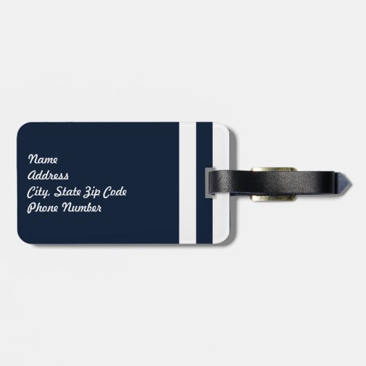 Navy Blue Nautical Bagagelabel (Achterkant horizontaal)