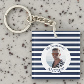 Navy Blue Nautical Boyfriend Foto Sleutelhanger