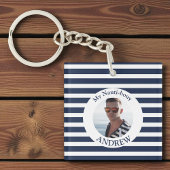 Navy Blue Nautical Boyfriend Foto Sleutelhanger
