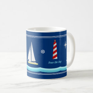 Navy Blue Nautical Coffee Mok voor bootliefhebbers