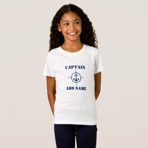 Navy Blue Nautical Compass Anchor & Name/Rank T-shirt
