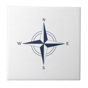 Navy Blue Nautical Compass Tegeltje
